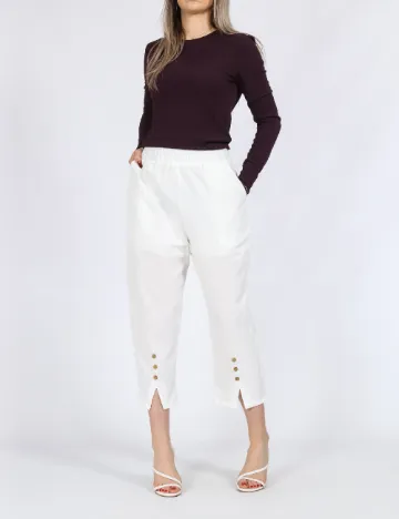 Pantaloni trei sferturi Emery Rose, alb