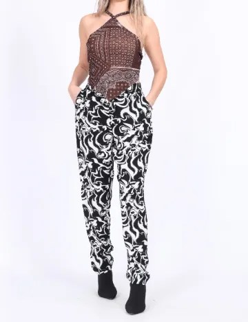 Pantaloni Vero Moda, alb/negru