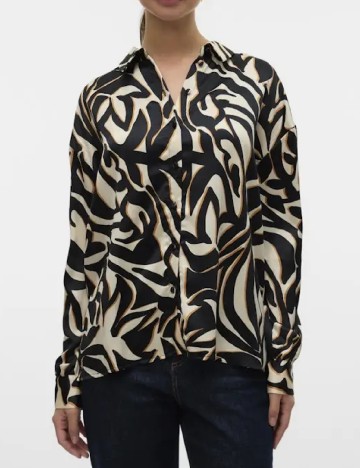 Camasa Vero Moda, negru/crem
