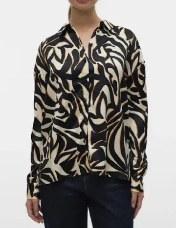 Camasa Vero Moda, negru/crem
