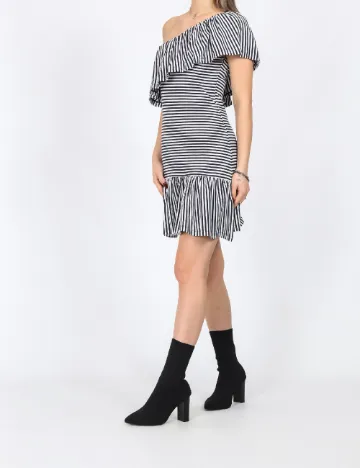 Rochie scurta Motivi, bleumarin inchis/alb