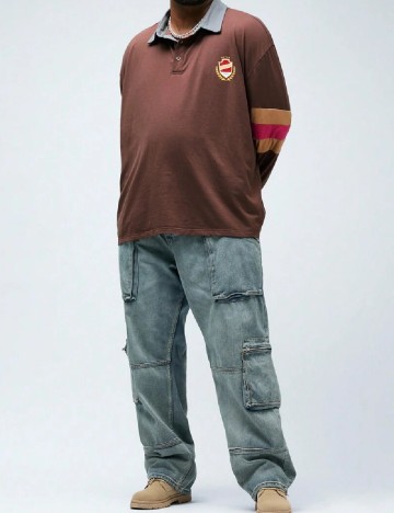Bluza SHEIN Plus Size Men, maro