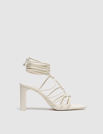 Sandale Stradivarius, crem