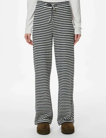 Pantaloni Pieces, alb/negru