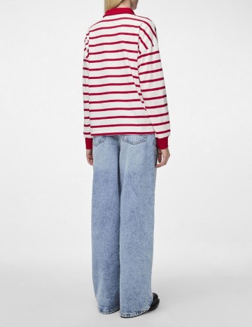 Bluza Pieces, alb/roz