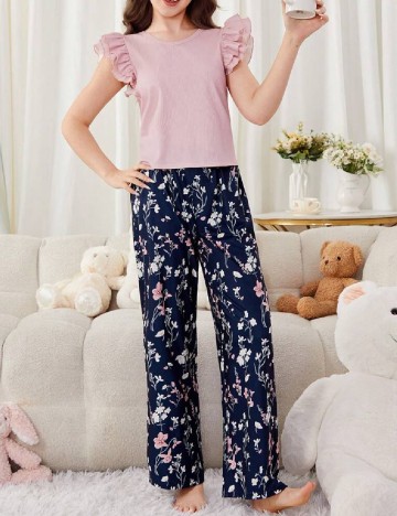 Pijama Shein Kids, roz/albastru
