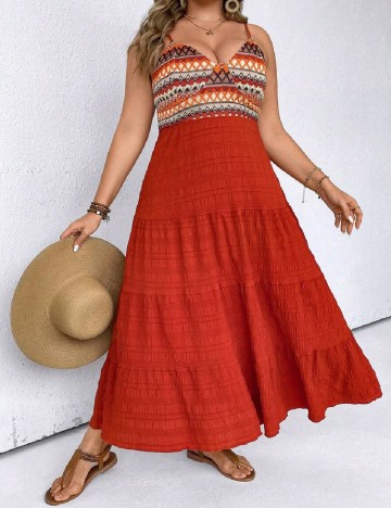 Rochie lunga SHEIN CURVE, caramiziu