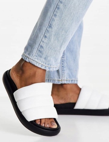 Slapi Top Shop, alb/negru