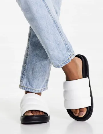 Slapi Top Shop, alb/negru