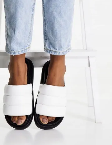 Slapi Top Shop, alb/negru