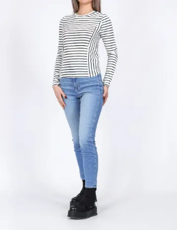 Bluza Pieces, alb/negru