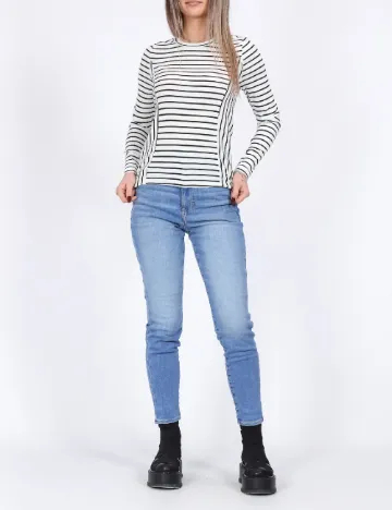 Bluza Pieces, alb/negru