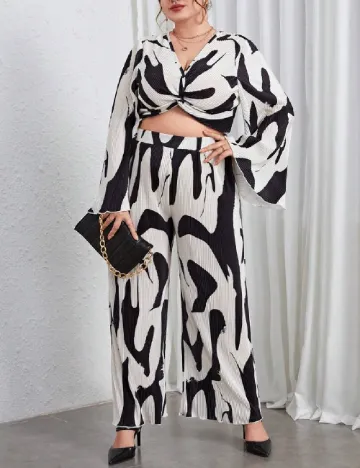 Compleu SHEIN CURVE, negru/crem
