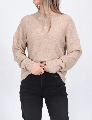Pulover Pieces, crem