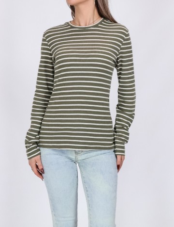 Bluza Pieces, alb/verde