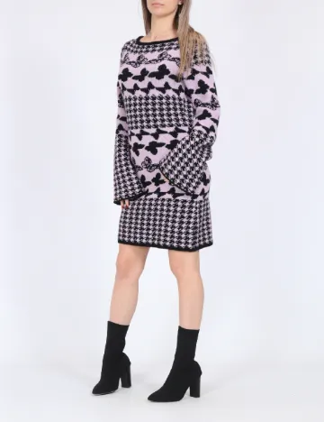 Rochie scurta Something New, negru/roz