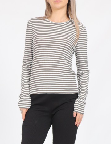Bluza Vero Moda, alb/gri