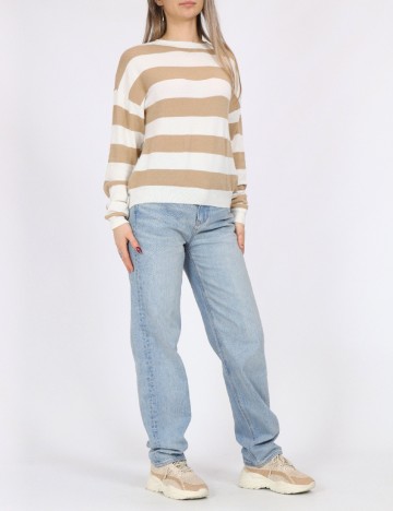 Bluza Pieces, maro/alb