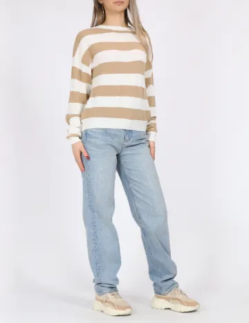 Bluza Pieces, maro/alb