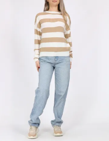Bluza Pieces, maro/alb
