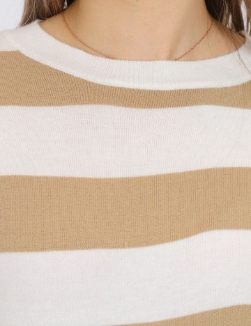 Bluza Pieces, maro/alb