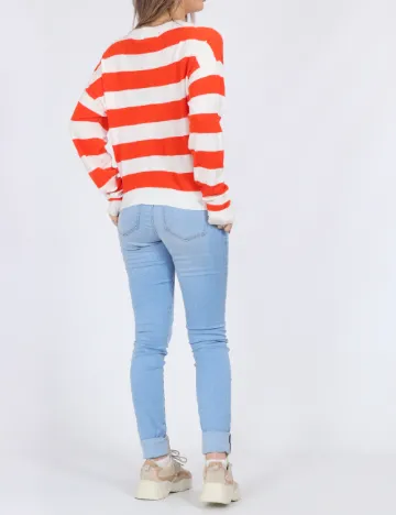 Bluza Pieces, alb/portocaliu