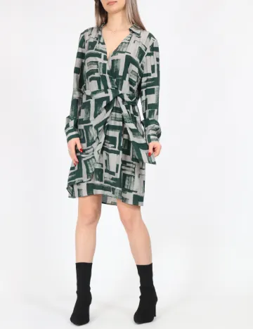 Rochie scurta Vero Moda, verde/gri