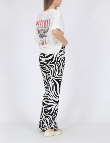 Pantaloni Pieces, alb/negru