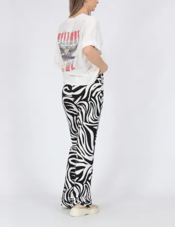 Pantaloni Pieces, alb/negru