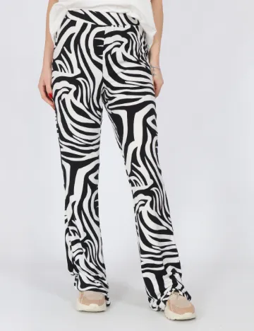 Pantaloni Pieces, alb/negru