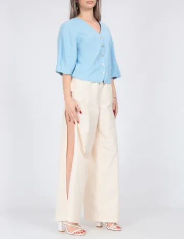 Pantaloni Pieces, crem
