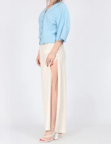 Pantaloni Pieces, crem