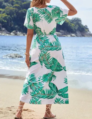 Rochie lunga SHEIN, alb/verde Verde