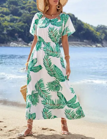 Rochie lunga SHEIN, alb/verde Verde