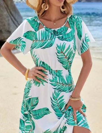 Rochie lunga SHEIN, alb/verde Verde