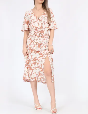 Rochie medie SHEIN, maro/alb