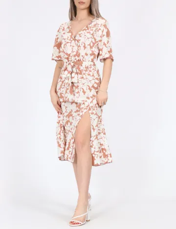 Rochie medie SHEIN, maro/alb