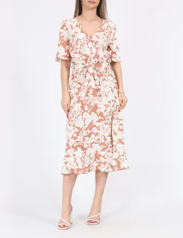 Rochie medie SHEIN, maro/alb