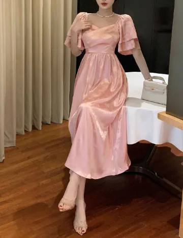 Rochie medie Dazy, roz