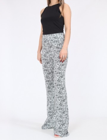 Pantaloni Noisy May, alb/negru