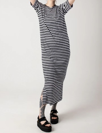 Rochie lunga Noisy May, alb/negru
