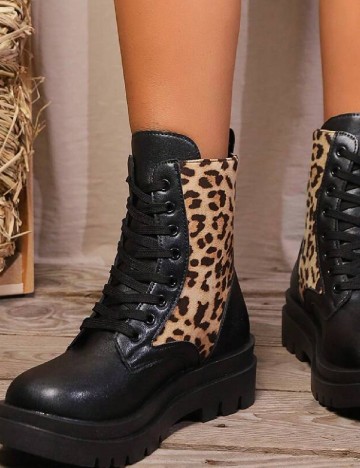 Ghete SHEIN, negru/animal print