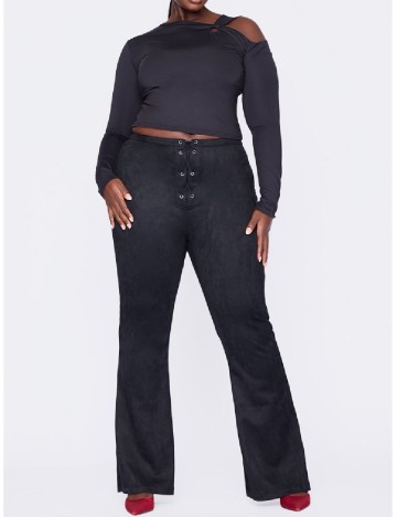 Pantaloni PRETTYLITTLETHING Plus Size, negru