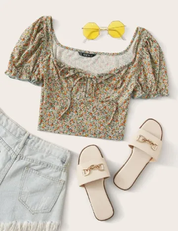 Top SHEIN, floral print