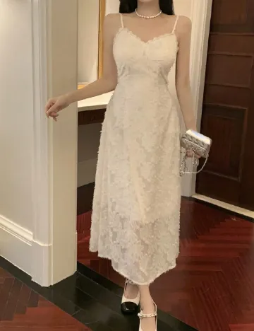 Rochie lunga Dazy, crem