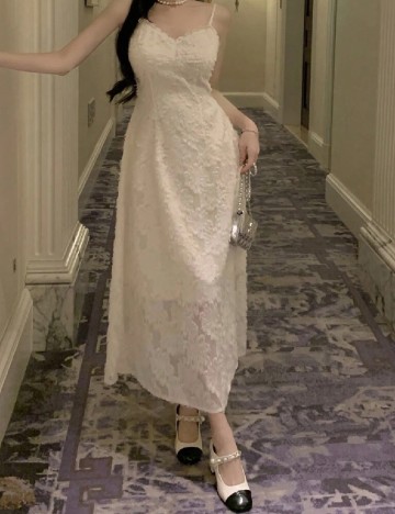 Rochie lunga Dazy, crem