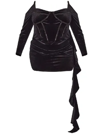Rochie scurta PRETTYLITTLETHING Plus Size, negru