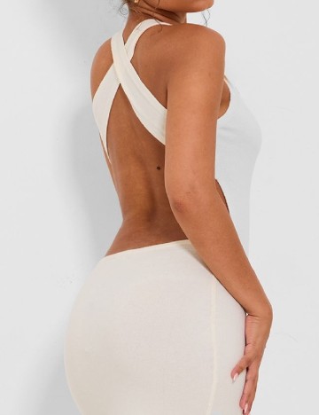 Rochie lunga PRETTYLITTLETHING, ecru