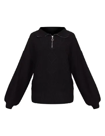 Pulover Oversize PRETTYLITTLETHING, negru