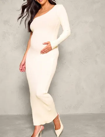 Rochie lunga PRETTYLITTLETHING Maternity, crem